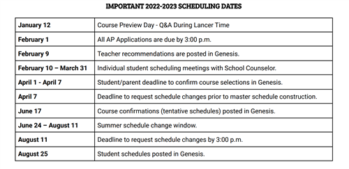 School Counseling / 2022-2023 Scheduling Center